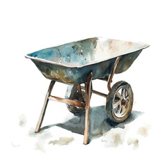 Watercolor_style_painting_of_hand_painted_wheelbarrow, Hand-painted, vectorized, vector set available in EPS, Simple design, EPS