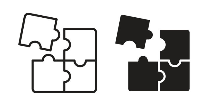 Puzzle pieces icon in doodle and stroke style.