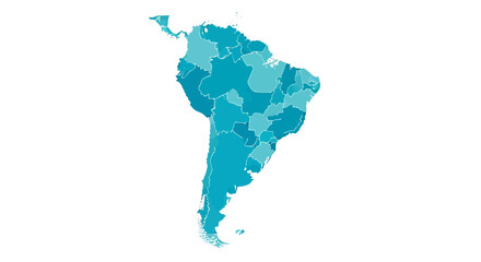 Obraz premium Detailed turquoise map of South America delineating countries for geographical representations