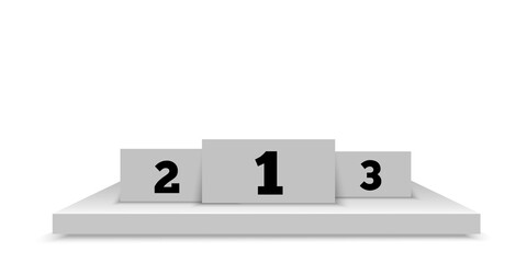Clean 3-step winner podium PNG with numbers 1–2–3, minimalistic white platform design for awards, competitions, rankings, achievements, and presentation graphics.