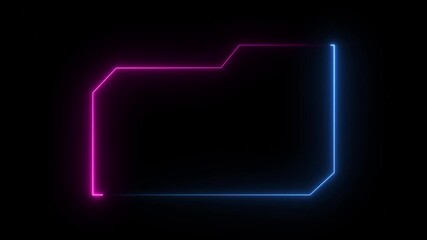 neon folder icon outline on black background with copy space image photo