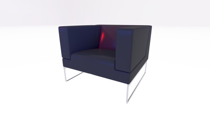 Black leather sofa seat with pins. Cafe skin armchair.	
