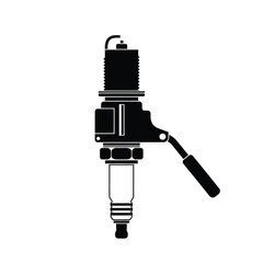 Black silhouette of a spark plug with a lever ignition