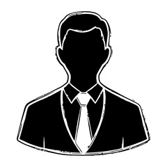 Grungy Black Silhouette of a Businessman Avatar with White Tie