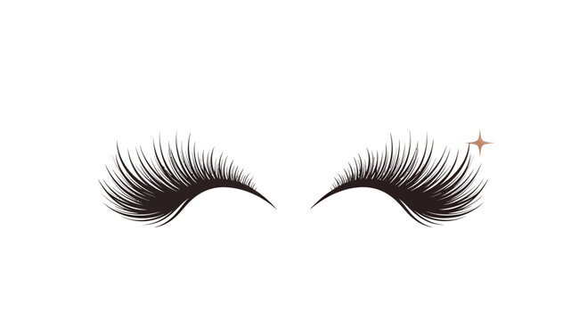 Elegant eyelash extensions set on a white backdrop, promoting cosmetic beauty, glamour and