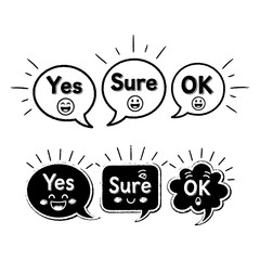 Monochromatic Hand-drawn Speech Bubbles with Positive Message Expressions