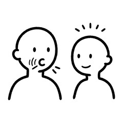 Minimalist Line Art Graphic Two People Speaking Listening Dialogue Sharing