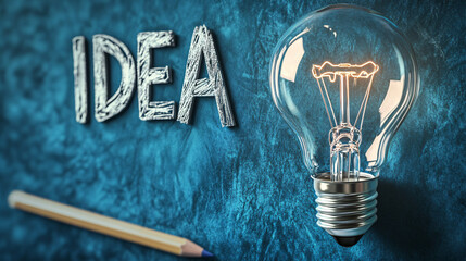 Inspiring creative ideas with lightbulb and pencil for brainstorming session