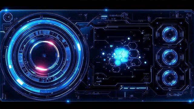 Futuristic digital interface with glowing elements