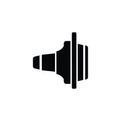 Black silhouette of a speaker icon with sound waves