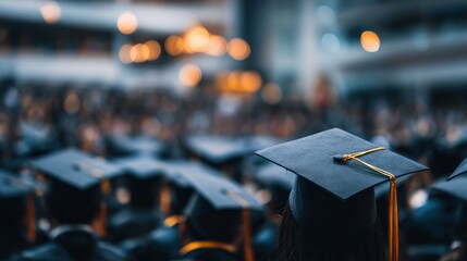 Graduation ceremony with academic caps