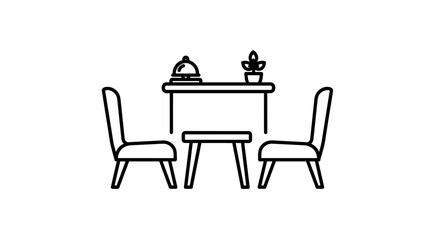 Minimalist Dining Area Illustration with Table and Chairs.