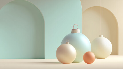 Minimalistyczne tło z ozdobami bożonarodzeniowymi