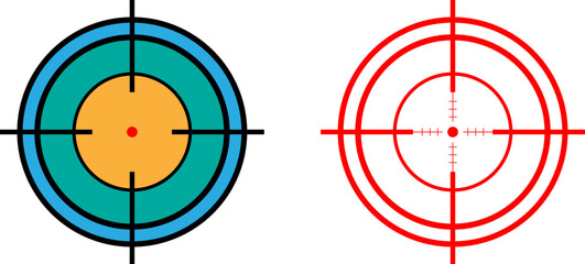 Two circular targets with crosshairs and concentric rings