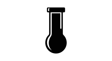 Black and White Test Tube Icon Illustration.