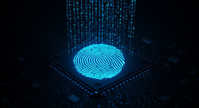 Digital Fingerprint Security on Microchip with Binary Code biome