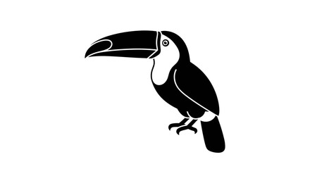 Obraz premium Black and White Toucan Illustration on White Background.