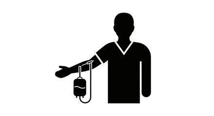 Blood Transfusion Silhouette Medical Treatment and Healthcare Concept.