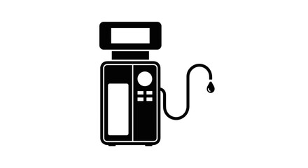 Black and White Gas Pump Icon Illustration.
