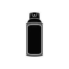 Black silhouette of a spray can on white background