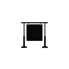 Black silhouette of a square sign hanging from a frame