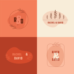 Elegant wedding logo template design with classic typography