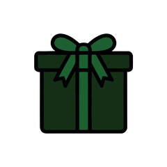 Christmas gift with ribbon and bow isolated on white background