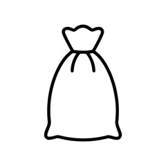 Outline depiction of a tied sack on a plain white background
