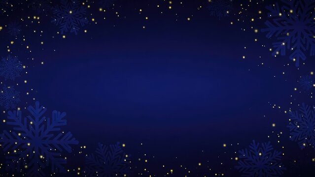 Dark blue background with snowflakes and glowing lights