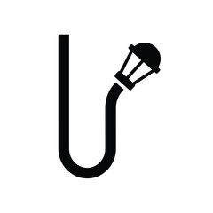 Black silhouette of a street lamp on a white background