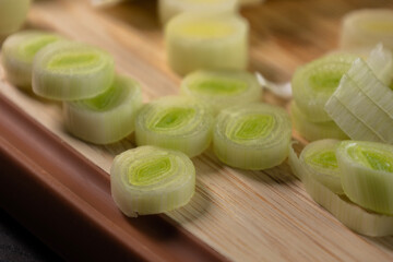 Fresh Leek on Wooden Cutting Board – Healthy Kitchen Ingredient
