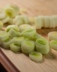 Fresh Leek on Wooden Cutting Board – Healthy Kitchen Ingredient