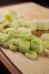 Fresh Leek on Wooden Cutting Board – Healthy Kitchen Ingredient