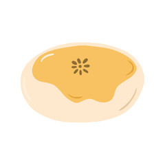 Traditional Asian Round Pastry with Yellow Mung Bean Filling and Flower Mark