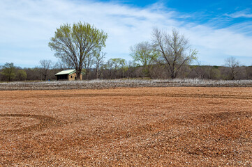 Water drained away leaving only gravel and weeds