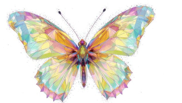 Colorful Butterfly Illustration with Geometric Patterns and Pastel Hues. - Powered by Adobe