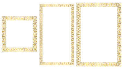 Golden Kazakh ornamental frames 1x1, 9x16, A4 Set 01