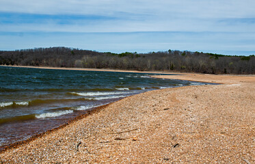 Exposed shore due to receeding waters