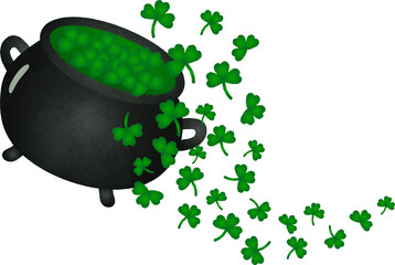 Pot of Shamrocks for St. Patrick's Day Watercolor Hand Drawn Style
