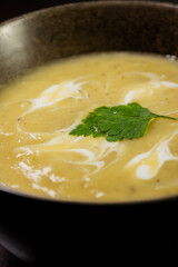 Potato and Leek Soup with Cream in Bowl – Cozy Comfort Food