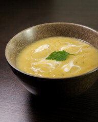 Potato and Leek Soup with Cream in Bowl – Cozy Comfort Food