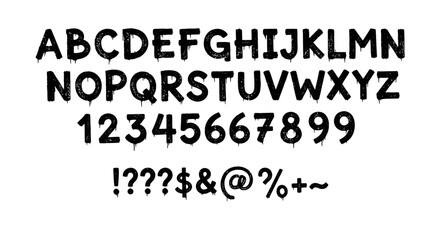 Obraz premium Cool dripping graffiti alphabet with grunge texture for modern designs and creative projects