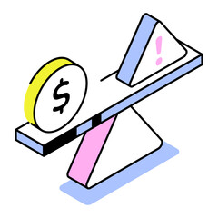 An isometric style icon depicting balancing risk 