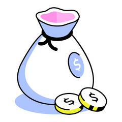 An isometric style icon representing money