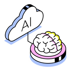 An isometric style icon showing smart thinking