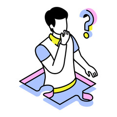 An isometric style icon representing thinking