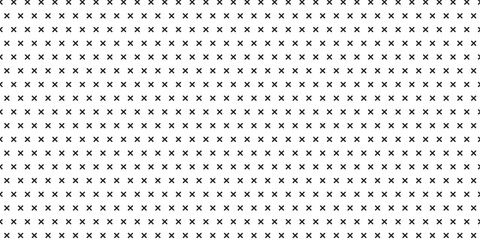 Seamless vector pattern with small black x marks in even distribution on white background, modern minimal geometric texture for textile, wallpaper, wrapping paper, web backgrounds, surfaces