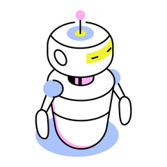An isometric style icon representing smart robot