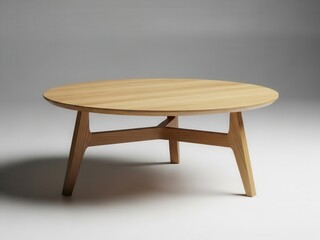 Modern wooden round coffee table with elegant leg design