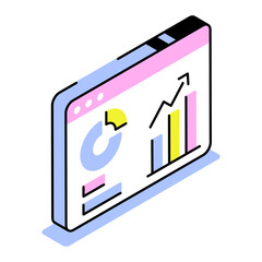 An isometric style icon showing web analytics